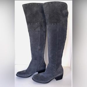 Vince Camuto over-the-knee suede leather boots in charcoal grey